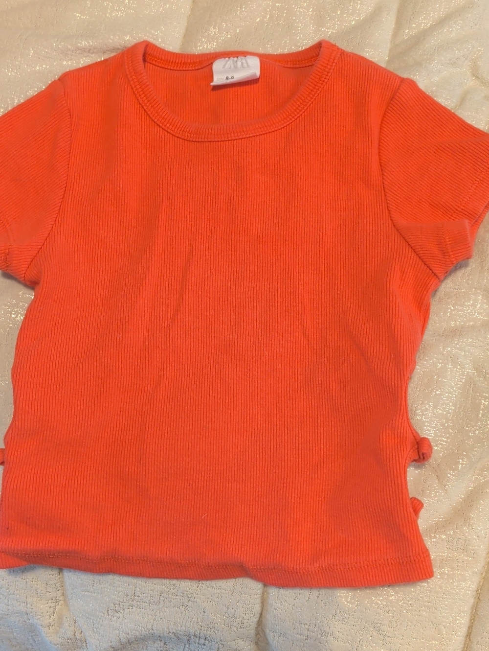 Zara Kids Ribbed Short Sleeve Tee - Bright Orange